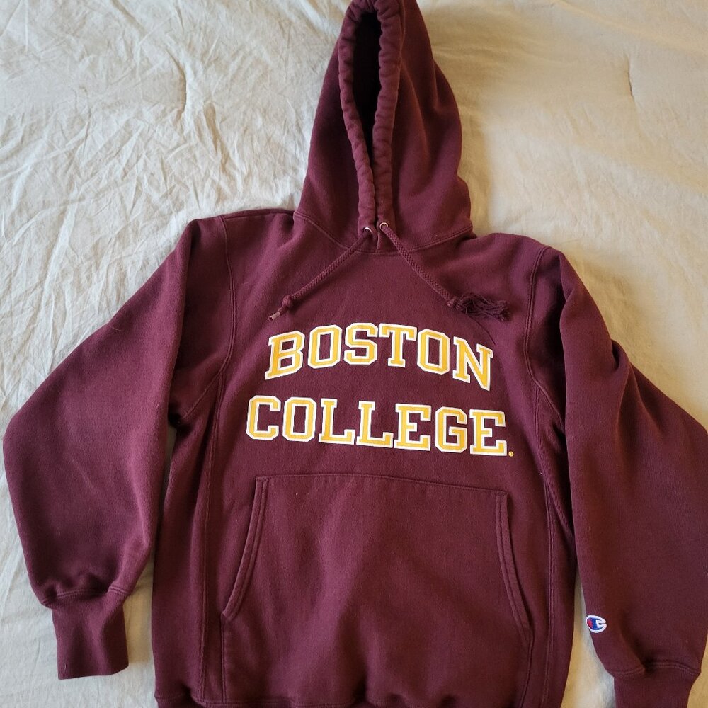 Vintage Champion Reverse Weave Hoodie - Y2K - Boston College - Small